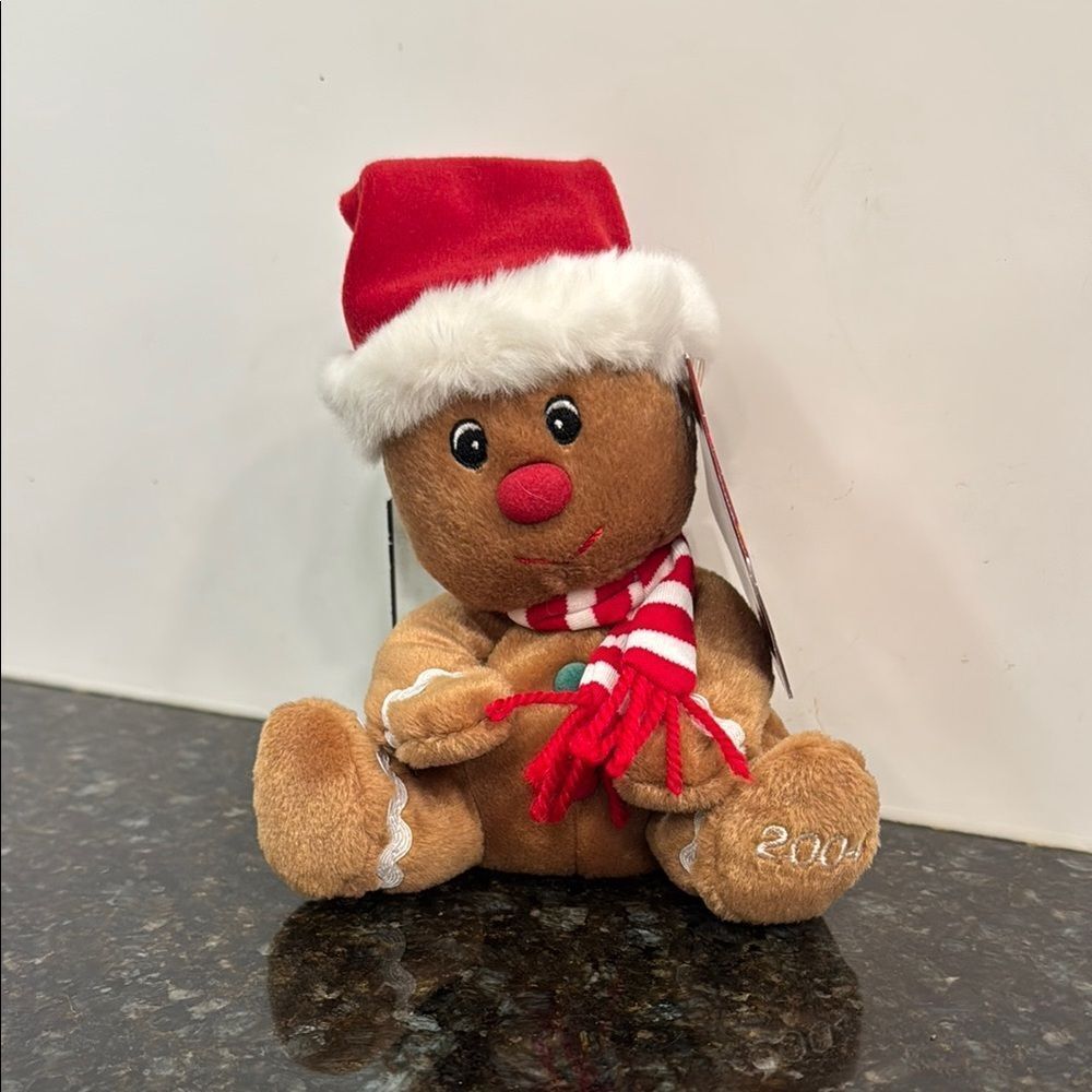 Festive Gingerbread Plush with Santa Hat